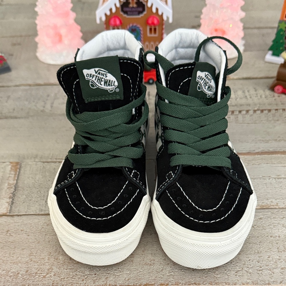 Vans Kids Black and Green Sneakers